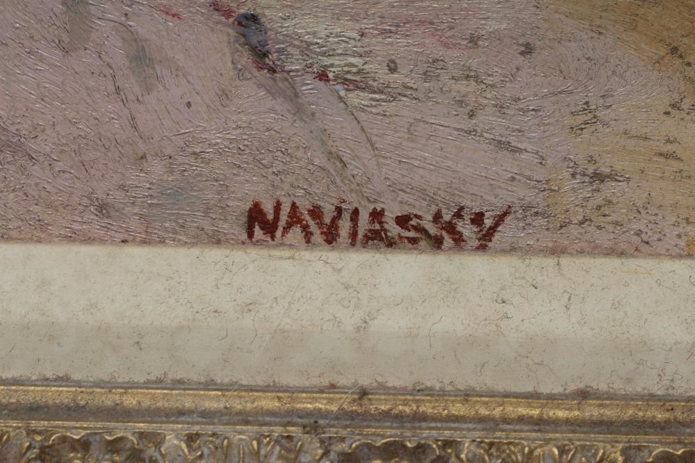 PHILIP NAVIASKY (1884-1983) French Harbour Scene, oil on board, signed, 15" x 18", gilt frame Image