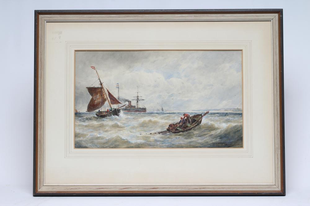 THOMAS BUSH HARDY (1842-1897) Busy Shipping Scene, watercolour and pencil heightened with white, Image