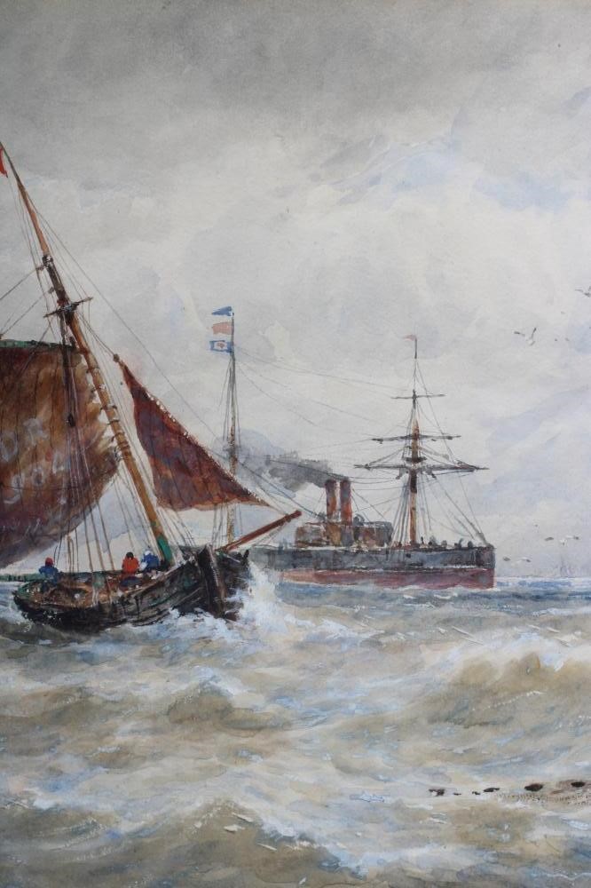 THOMAS BUSH HARDY (1842-1897) Busy Shipping Scene, watercolour and pencil heightened with white, Image