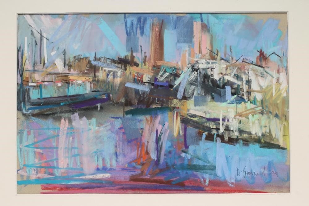 DAVID GREENWOOD (Contemporary) "Granary (?) Wharfe Leeds", pastel, signed and dated (19)99, label to Image