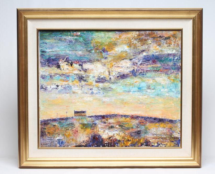 MARIE WALKER LAST (1917-2017)" Lonely Cottage", oil on canvas, signed with initials, artist label to Image