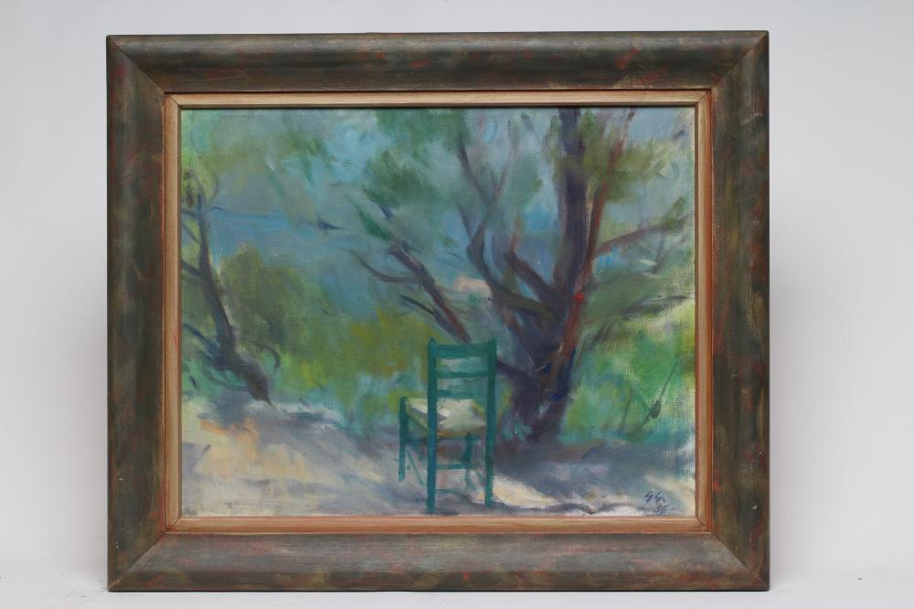 GYORGY GORDON (Hungarian 1924-2005) Green Chair near a Tree Image