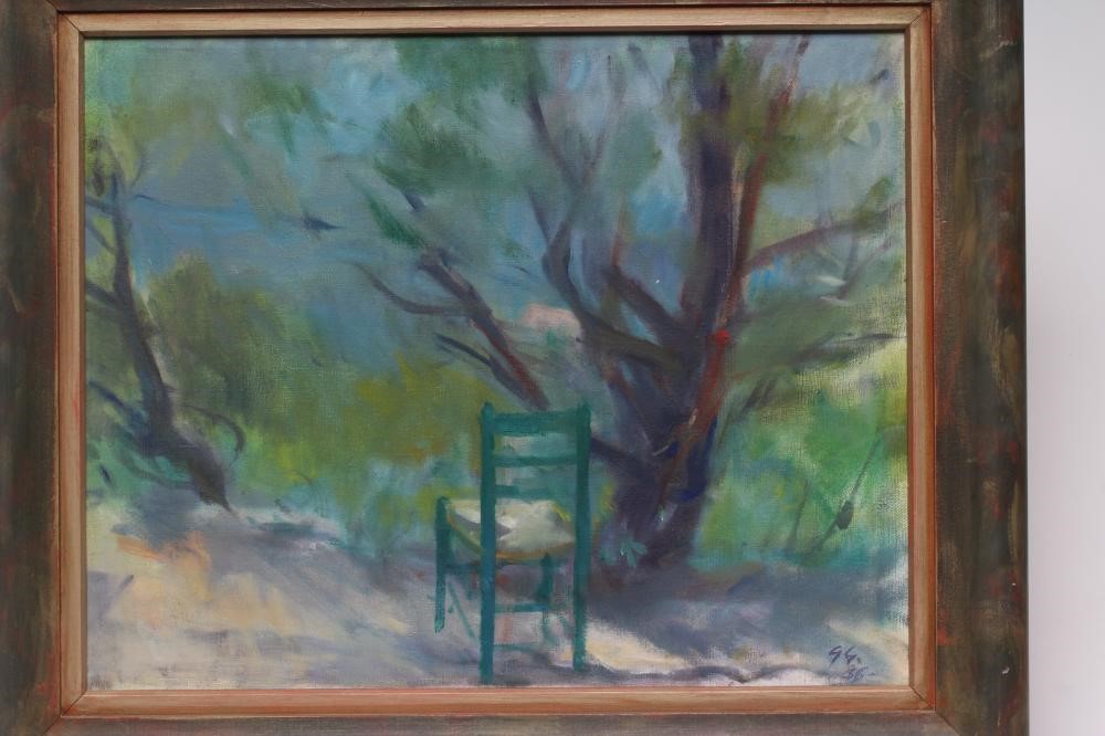 GYORGY GORDON (Hungarian 1924-2005) Green Chair near a Tree Image