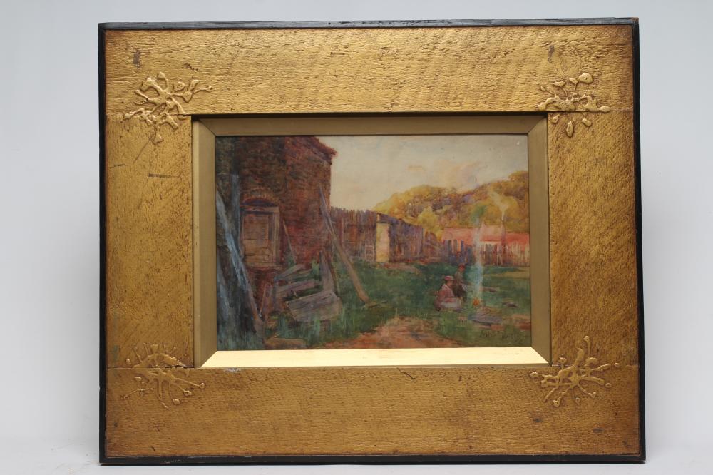 LESTER SUTCLIFFE (1848-1933) Summer Evening Camp Fire, watercolour, signed, 9" x 13", contemporary Image