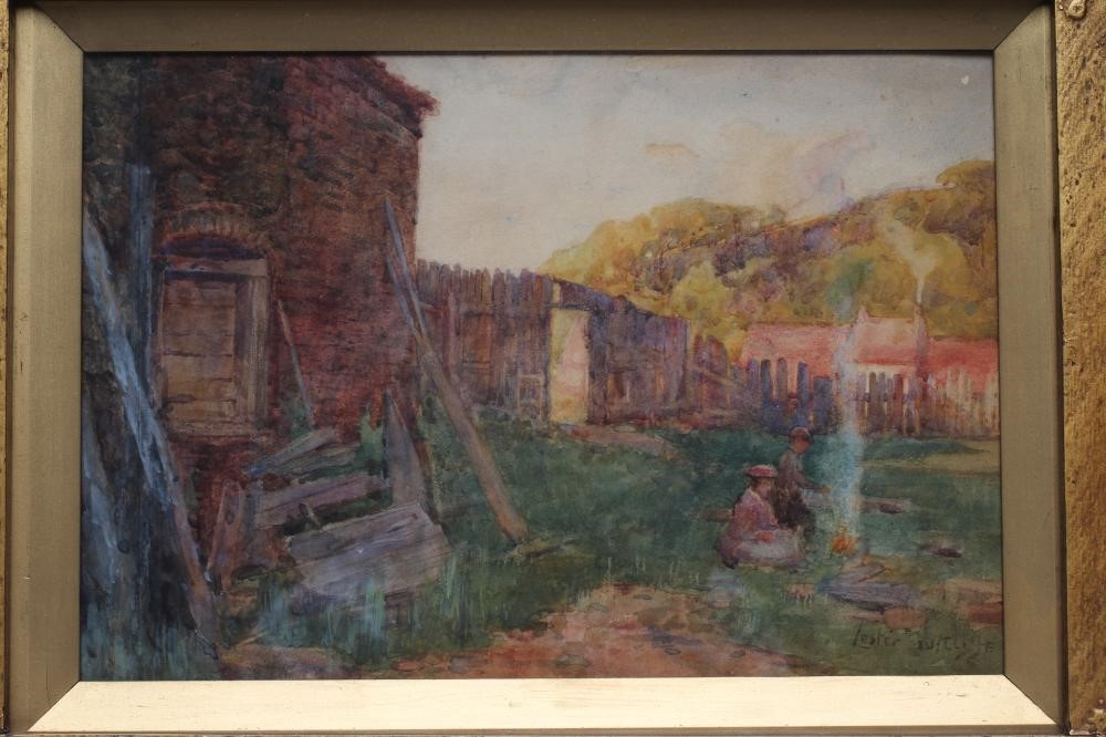 LESTER SUTCLIFFE (1848-1933) Summer Evening Camp Fire, watercolour, signed, 9" x 13", contemporary Image