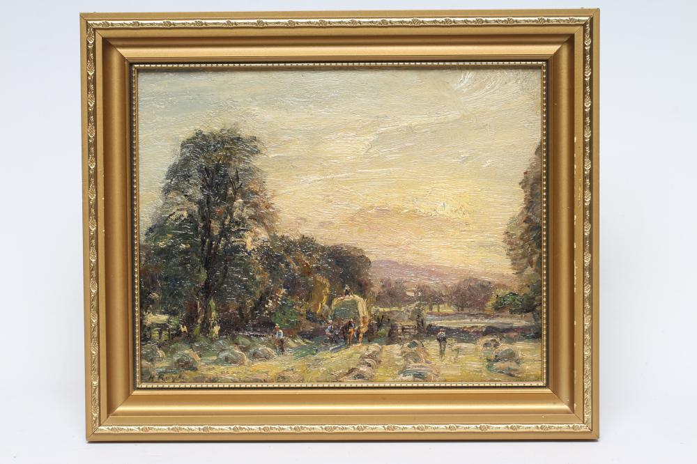 HERBERT F. ROYLE (1870-1958) "Hay Harvesting in Wharfedale" Image