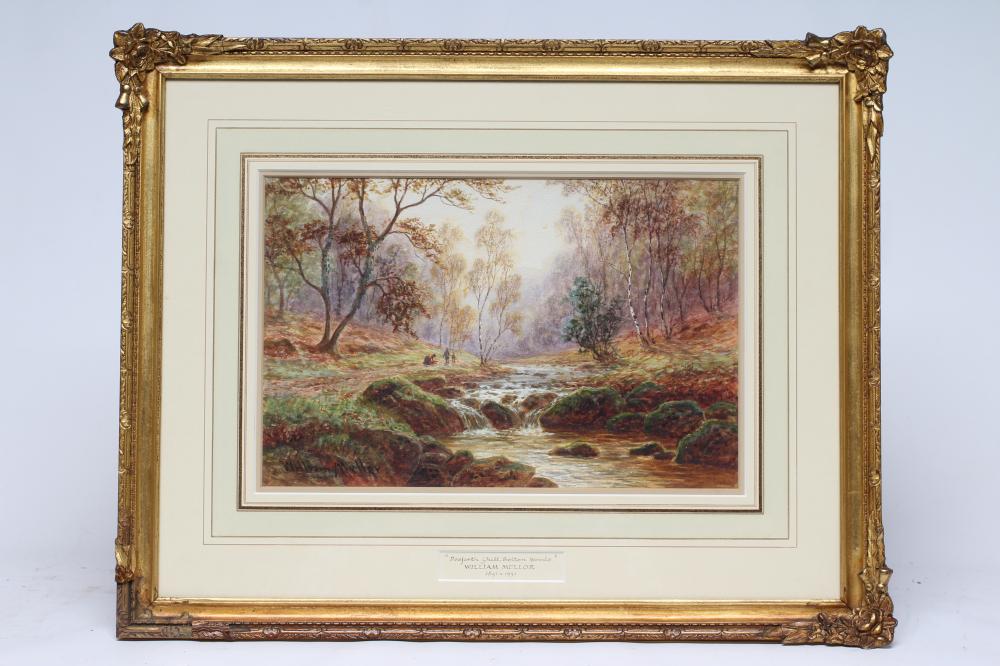 WILLIAM MELLOR (1851-1931) "Posforth Ghyll Bolton Woods", watercolour heightened with white, signed, Image