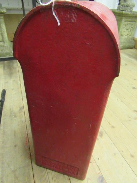 AN EDWARD VII RED CAST IRON POSTAL BOX, lamp post type, of domed oblong form inscribed "Letters Image