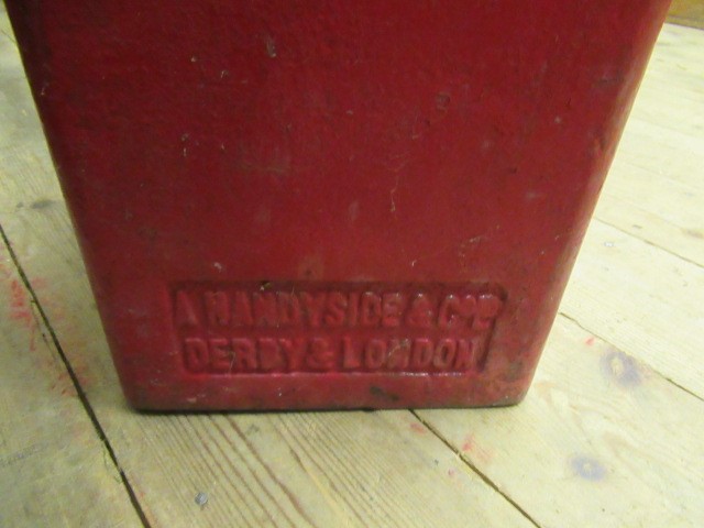 AN EDWARD VII RED CAST IRON POSTAL BOX, lamp post type, of domed oblong form inscribed "Letters Image