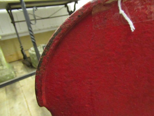 AN EDWARD VII RED CAST IRON POSTAL BOX, lamp post type, of domed oblong form inscribed "Letters Image
