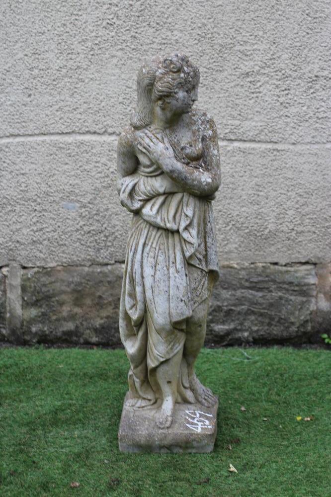 A CAST STONE FIGURE OF VENUS, after the antique, on square base, 32" high (Est. plus 24% premium Image