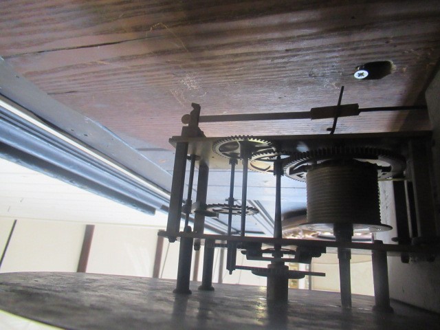 A MAHOGANY DROP DIAL WALL TIMEPIECE by John Wood Image