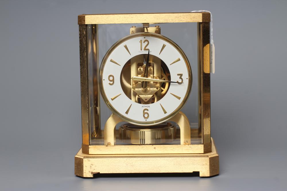 A JAEGER LECOULTRE ATMOS CLOCK, No 217094, the 4 3/4" white enamelled chapter ring with gilt Arabic Image