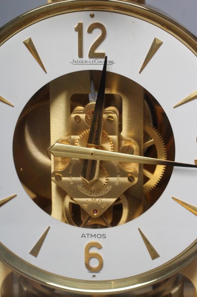 A JAEGER LECOULTRE ATMOS CLOCK, No 217094, the 4 3/4" white enamelled chapter ring with gilt Arabic Image