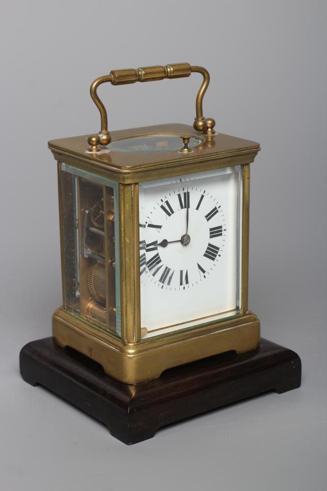A FRENCH BRASS CARRIAGE CLOCK Image