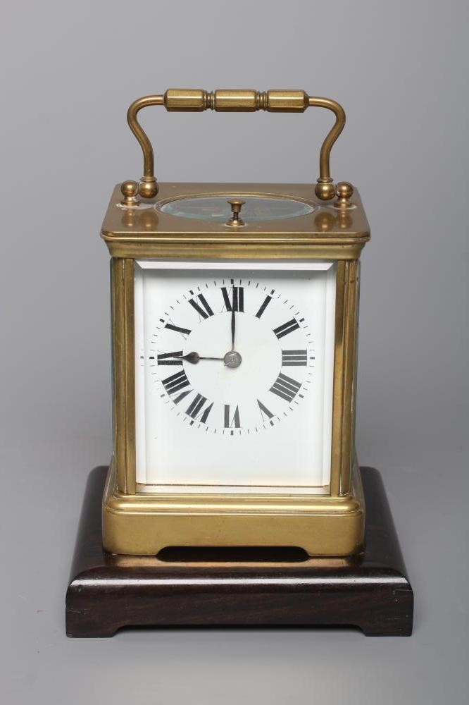 A FRENCH BRASS CARRIAGE CLOCK Image