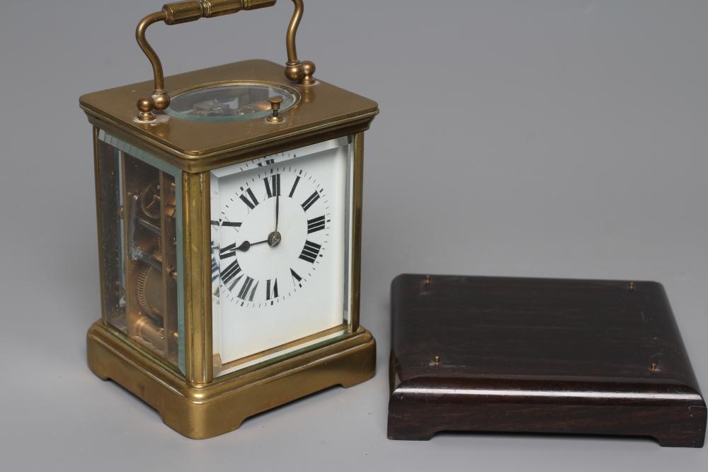 A FRENCH BRASS CARRIAGE CLOCK Image