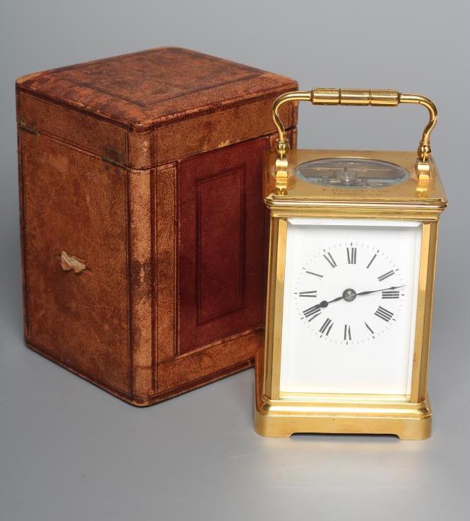 A BRASS CARRIAGE CLOCK Image