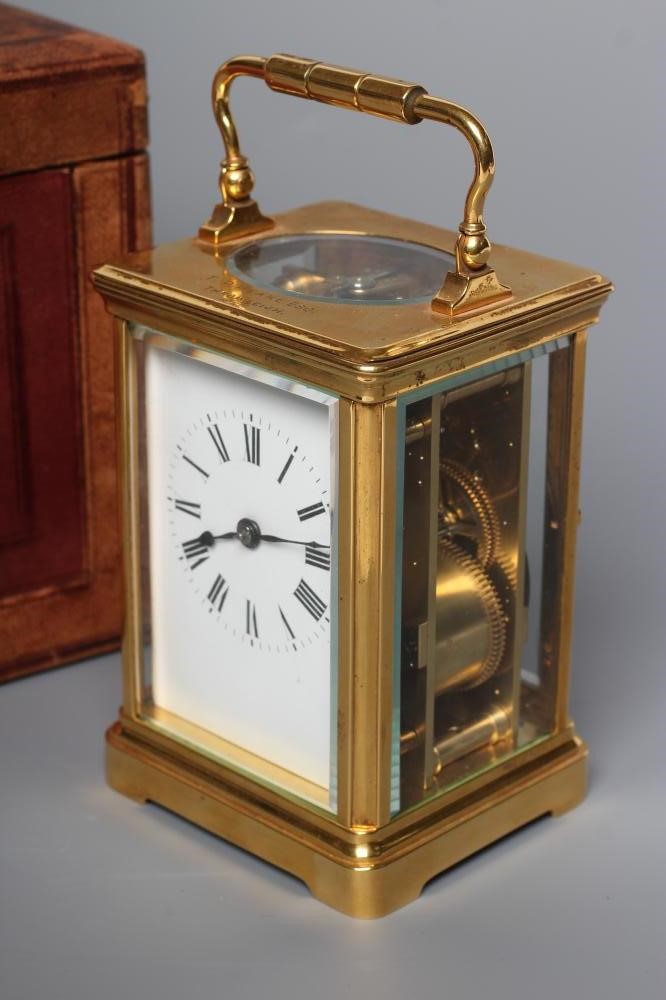 A BRASS CARRIAGE CLOCK Image