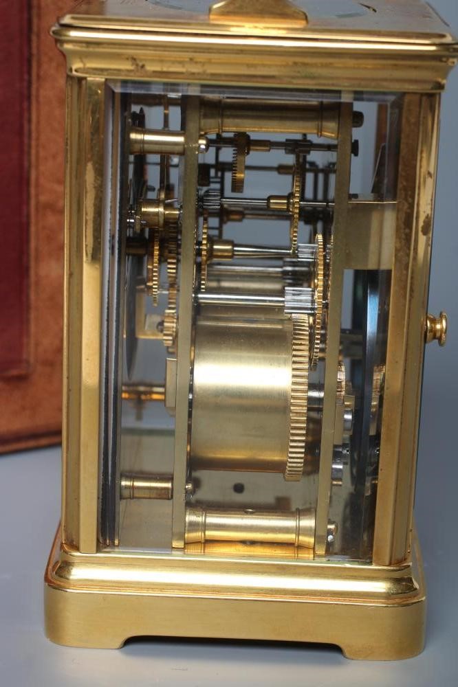 A BRASS CARRIAGE CLOCK Image