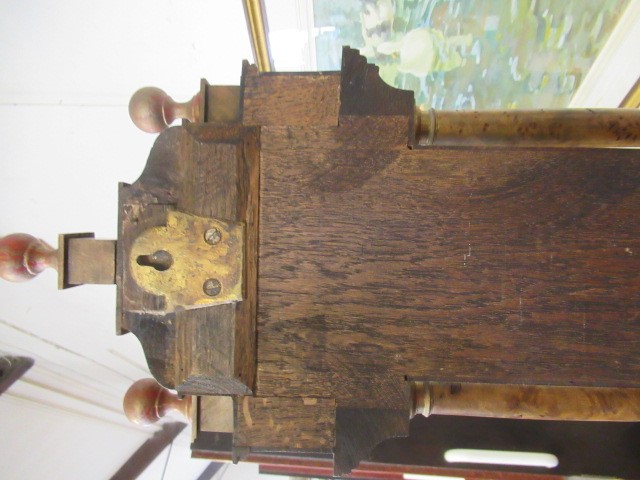 A BURR WALNUT STICK BAROMETER Image