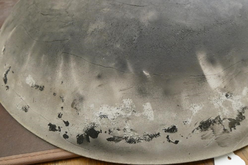 JOHN DUNN (b.1944) - a large Raku iridescent turquoise glazed stoneware circular dish, signed, 22" Image