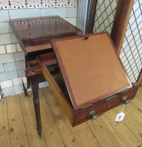 A LADY'S REGENCY MAHOGANY DROP LEAF SMALL WRITING TABLE Image