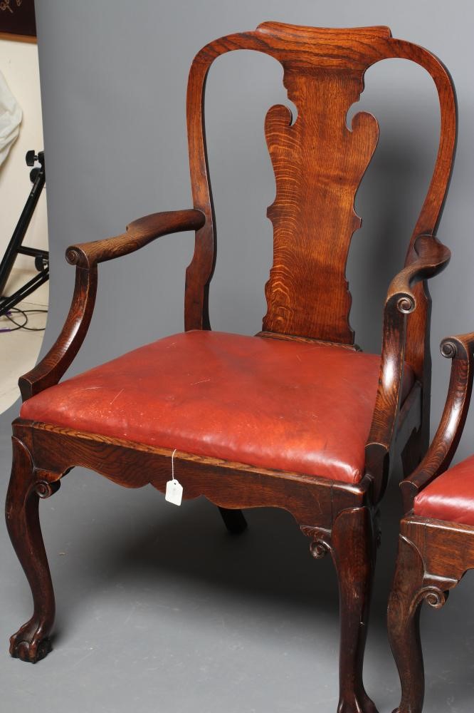 A SET OF FIVE (4 +1) MUNICIPAL LARGE OAK ELBOW CHAIRS Image