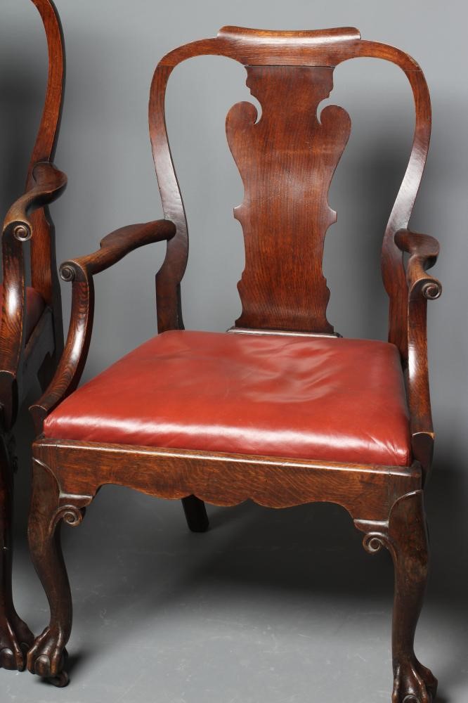 A SET OF FIVE (4 +1) MUNICIPAL LARGE OAK ELBOW CHAIRS Image