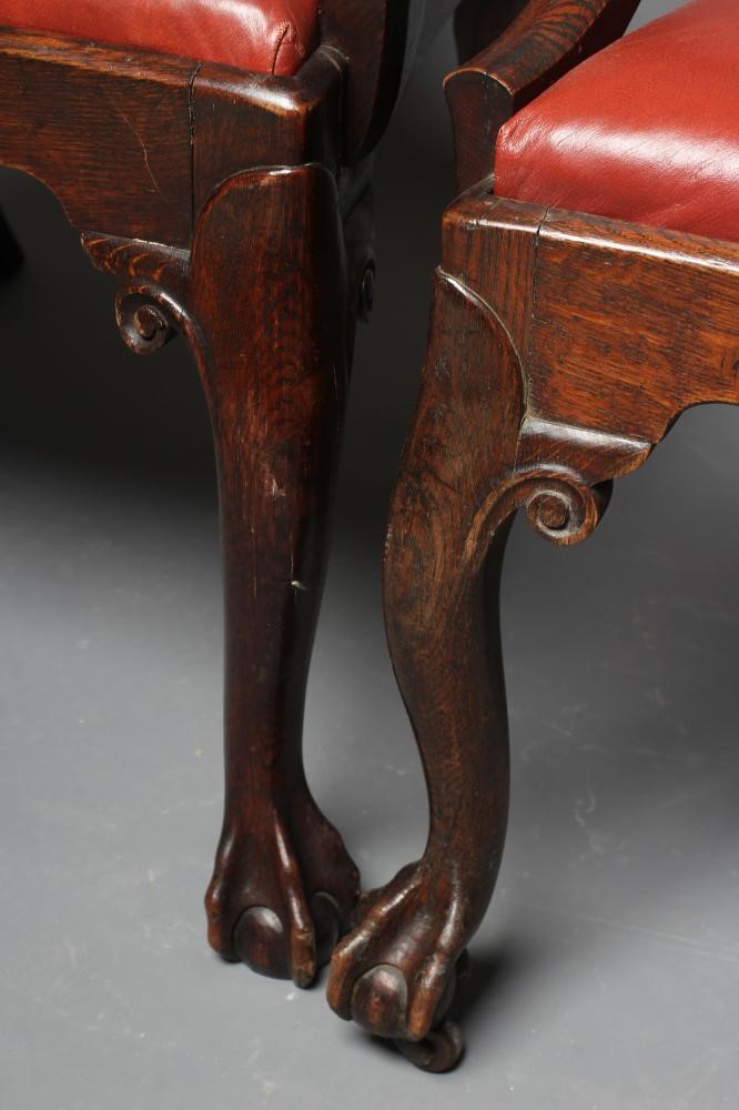 A SET OF FIVE (4 +1) MUNICIPAL LARGE OAK ELBOW CHAIRS Image