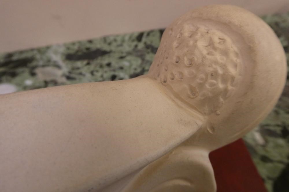 CONSTANCE SPRY (1886-1960) / CHARLES WEST for Fulham Pottery - an unglazed buff earthenware oval Image