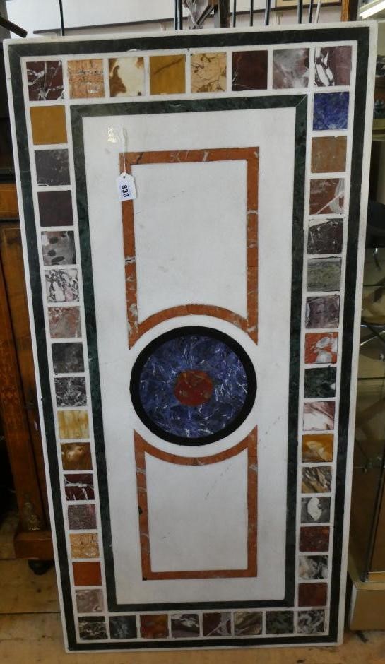 A WILLIAM IV MAHOGANY AND SPECIMEN MARBLE/SCAGLIOLA PILLAR END SIDE TABLE Image