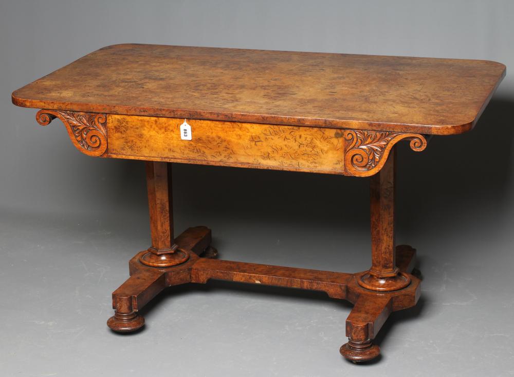 AN EARLY VICTORIAN BURR OAK LIBRARY TABLE Image