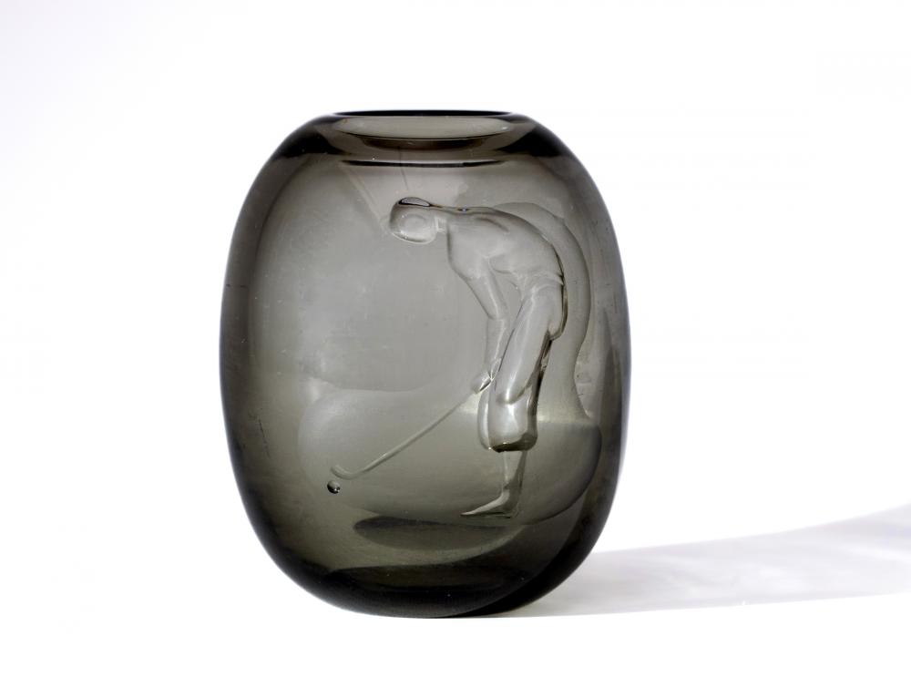 AN ORREFORS SMOKY GLASS VASE Image