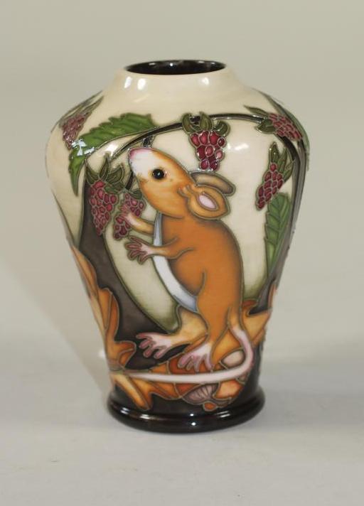 A MOORCROFT POTTERY LIMITED EDITION FIELDMICE PATTERN VASE Image