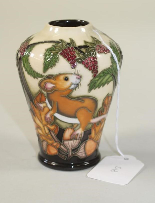 A MOORCROFT POTTERY LIMITED EDITION FIELDMICE PATTERN VASE Image