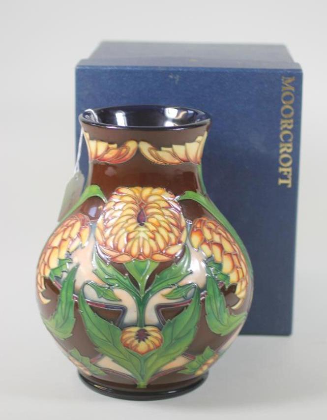 A MOORCROFT POTTERY LIMITED EDITION "DAHLIA" PATTERN VASE Image