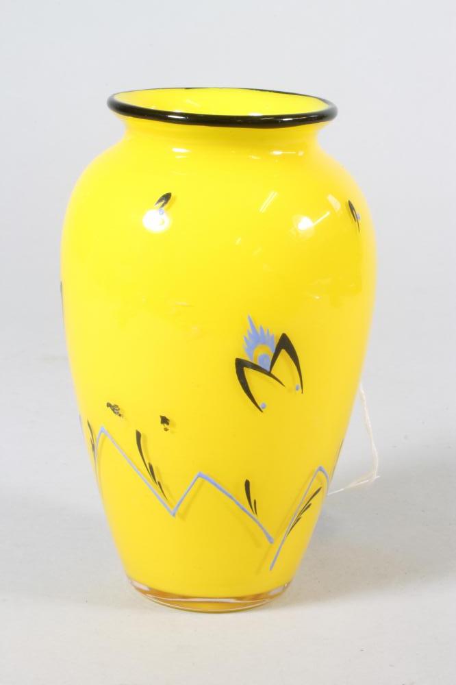 A MICHAEL POWOLNY FOR LOETZ GLASS YELLOW CASED VASE Image