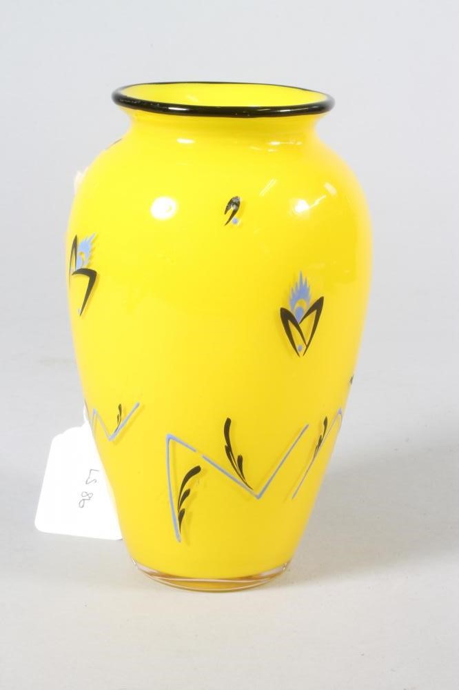 A MICHAEL POWOLNY FOR LOETZ GLASS YELLOW CASED VASE Image