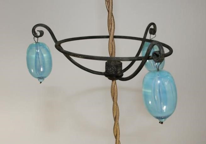 AN ART DECO BLUE OPALESCENT GLASS LIGHT FITTING Image