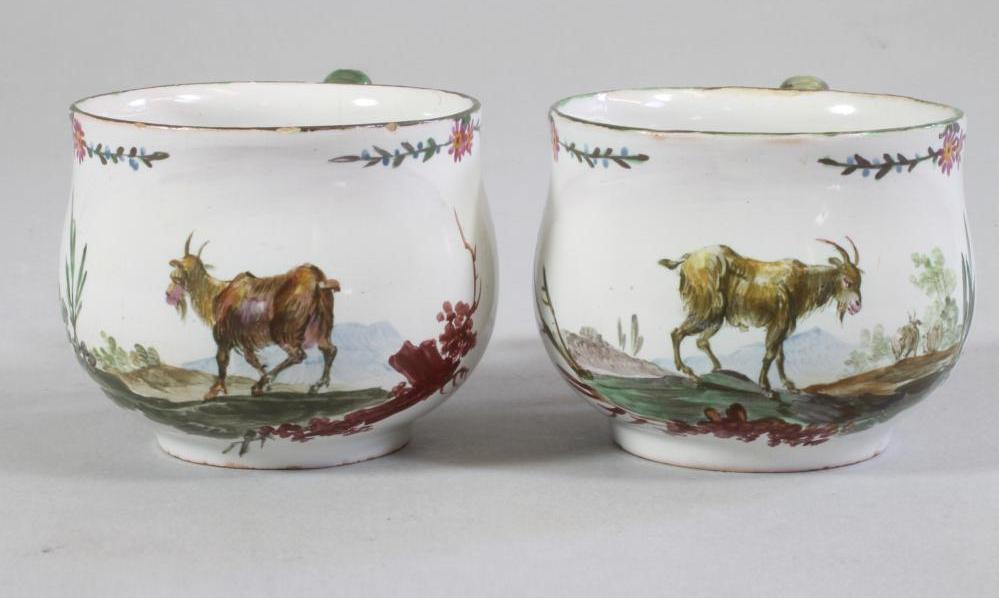 A PAIR OF FAIENCE CUSTARD CUPS Image