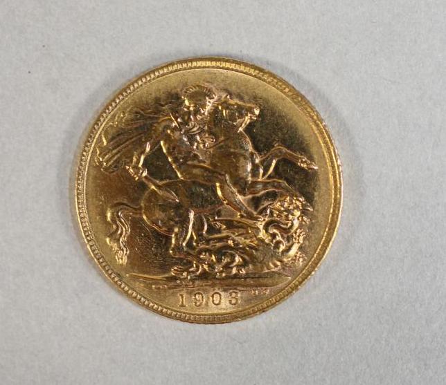 AN EDWARD VII GOLD SOVEREIGN Image