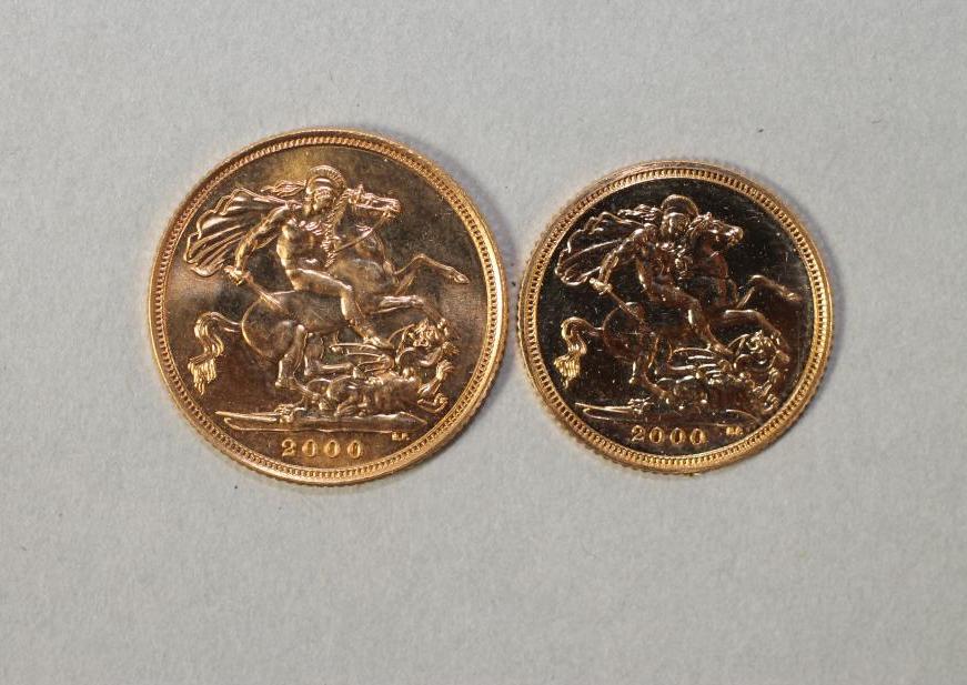 AN ELIZABETH II GOLD SOVEREIGN AND HALF SOVEREIGN 2000 Image