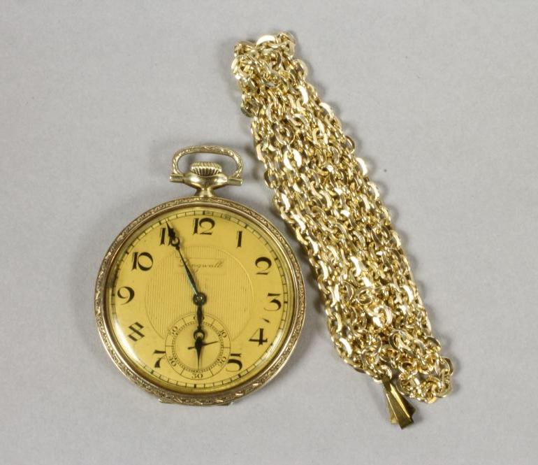 A GENTLEMAN'S 14KT GOLD "DINGWALL" TOP WIND DRESS WATCH Image