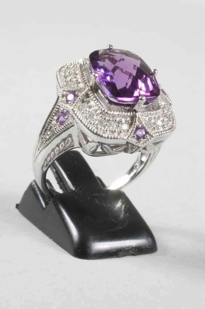 AN AMETHYST AND DIAMOND COCKTAIL RING Image
