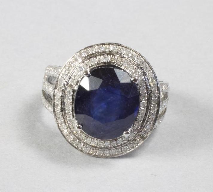 A SAPPHIRE AND DIAMOND COCKTAIL RING Image