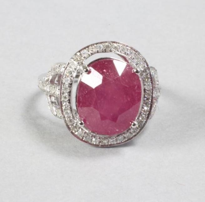 A RUBY AND DIAMOND COCKTAIL RING Image