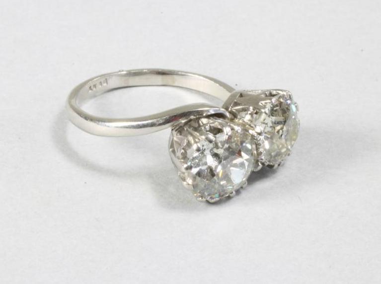 A TWO STONE DIAMOND RING Image