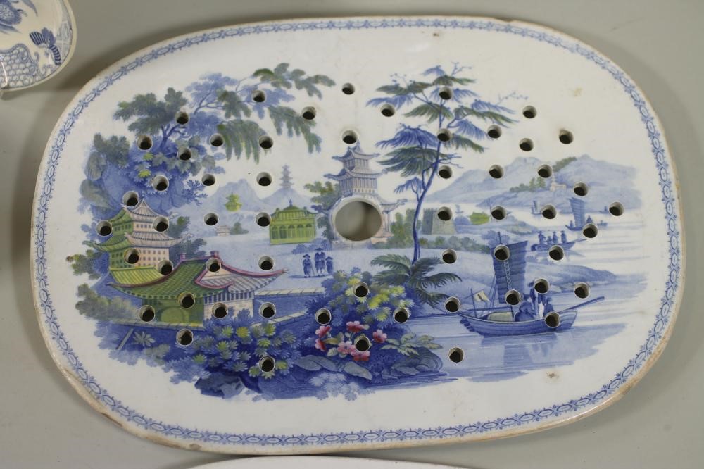 A COLLECTION OF EARLY VICTORIAN BLUE AND WHITE PRINTED EARTHENWARE comprising a Minton Opaque China Image