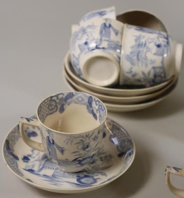 A COLLECTION OF EARLY VICTORIAN BLUE AND WHITE PRINTED EARTHENWARE comprising a Minton Opaque China Image